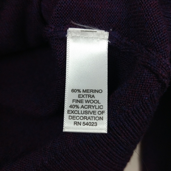 BANANA REPUBLIC Dark Purple Merino Wool Fower Button Cardigan - Picture 4 of 5